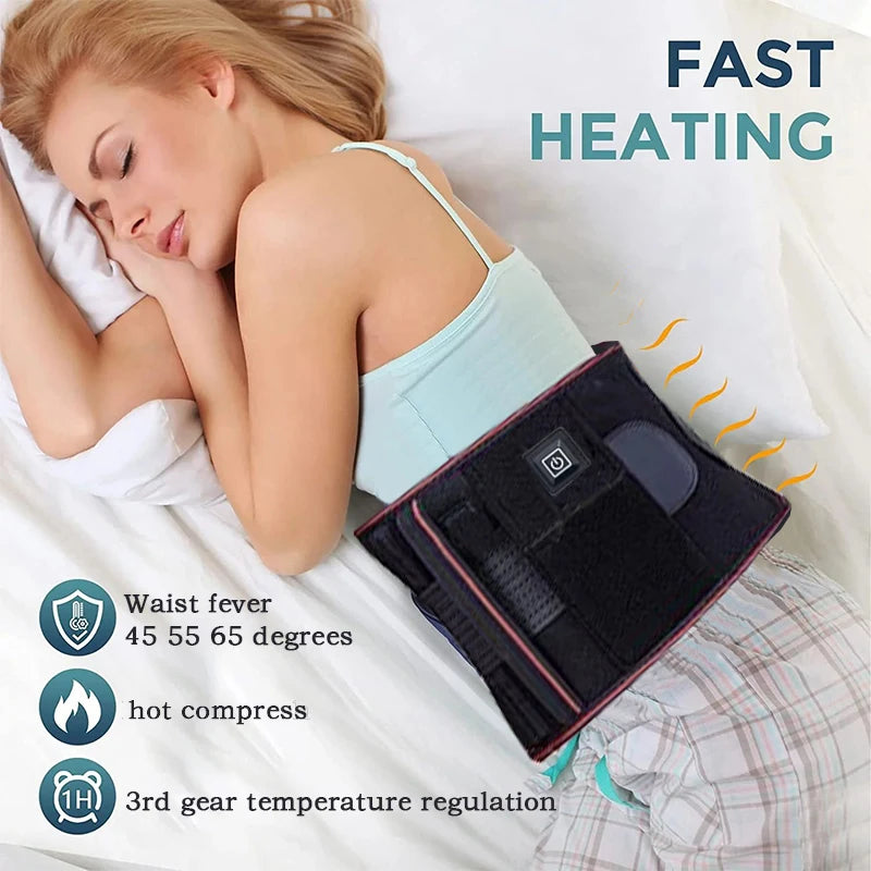 Back Heat Support Belt Heating Waist Brace with Adjustable Temperature Heated Back Belt Abdomen Warmer Lumbar Support 3Rd Gear