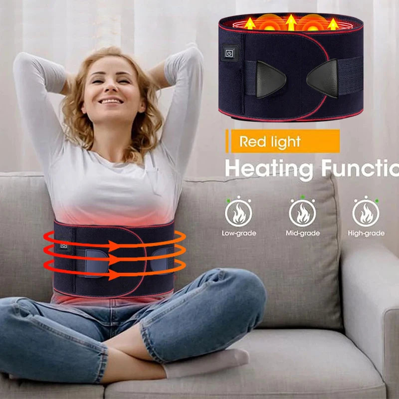 Back Heat Support Belt Heating Waist Brace with Adjustable Temperature Heated Back Belt Abdomen Warmer Lumbar Support 3Rd Gear