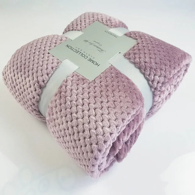 Winter Soft Warm Flannel Blankets for Beds Solid Pink Blue Color Coral Fleece Mink Throw Sofa Cover Bedspread Plaid Blankets