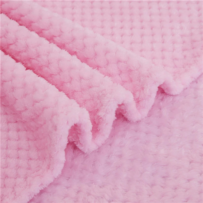 Winter Soft Warm Flannel Blankets for Beds Solid Pink Blue Color Coral Fleece Mink Throw Sofa Cover Bedspread Plaid Blankets