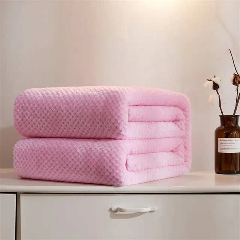 Winter Soft Warm Flannel Blankets for Beds Solid Pink Blue Color Coral Fleece Mink Throw Sofa Cover Bedspread Plaid Blankets