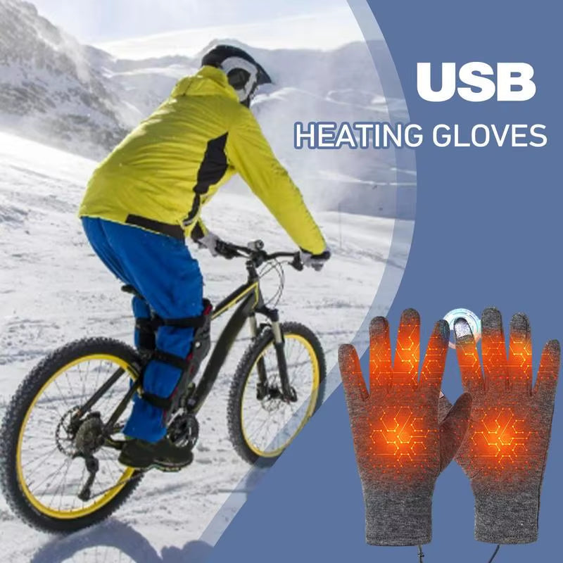 USB Rechargeable Heated Motorcycle Gloves Touch Screen Gloves Heating Thermal Gloves Windproof Heated Gloves for Women Men