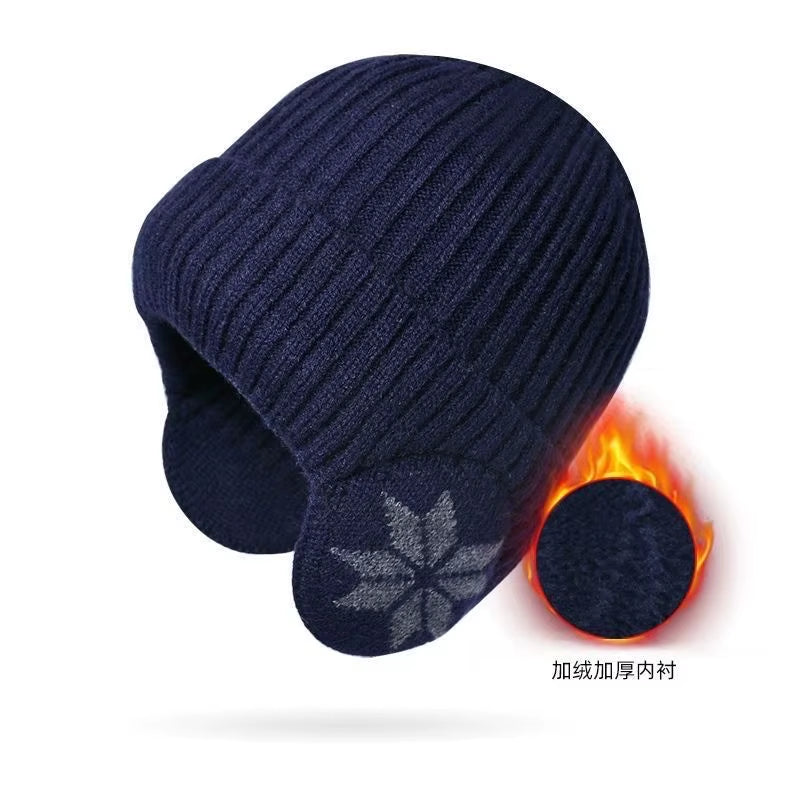Men Women Winter Warm Plush Knitted Snow Fashion Hat Unisex New Outdoor Coldproof Ear Protection Wool Caps Snowflake Logo