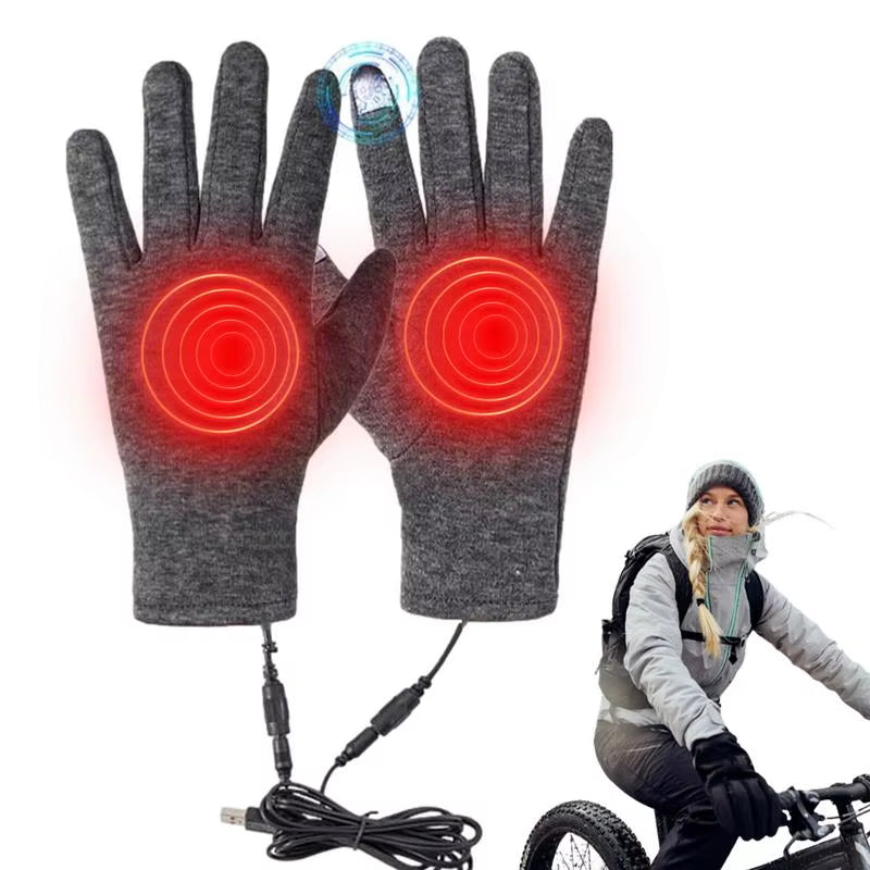 USB Rechargeable Heated Motorcycle Gloves Touch Screen Gloves Heating Thermal Gloves Windproof Heated Gloves for Women Men