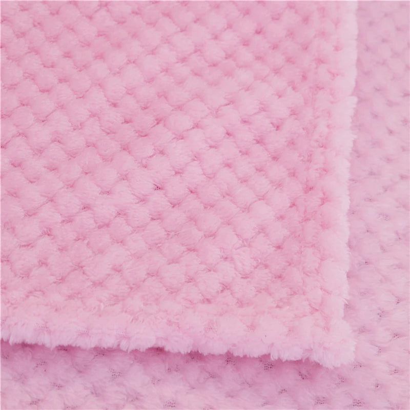Winter Soft Warm Flannel Blankets for Beds Solid Pink Blue Color Coral Fleece Mink Throw Sofa Cover Bedspread Plaid Blankets